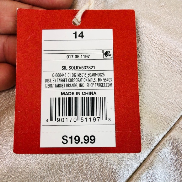 5/$25 NWT Sz 14 Faux Leather Silver Mini Skirt - Picture 5 of 8